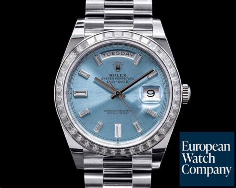 rolex day date blue face diamond markers|Rolex platinum day date price.